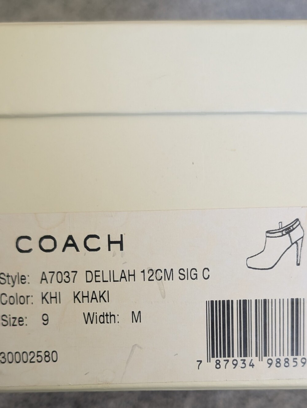 Coach Tan/Brown Womens High Heel Booties Delilah Khaki 9 M In Original Box A7037 - Picture 10 of 13